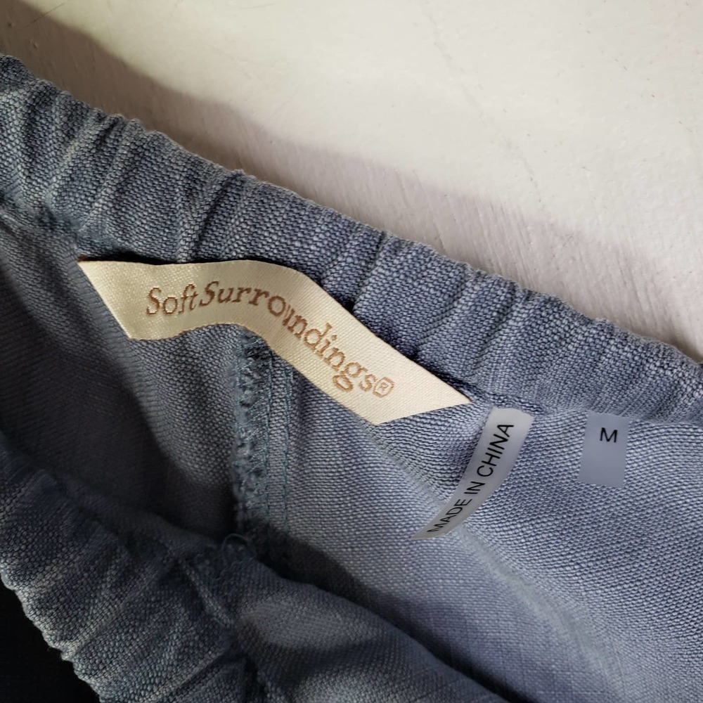 Soft Surroundings Tencel Wide Leg Pants M Blue Drawstring Waist - Picture 4 of 7